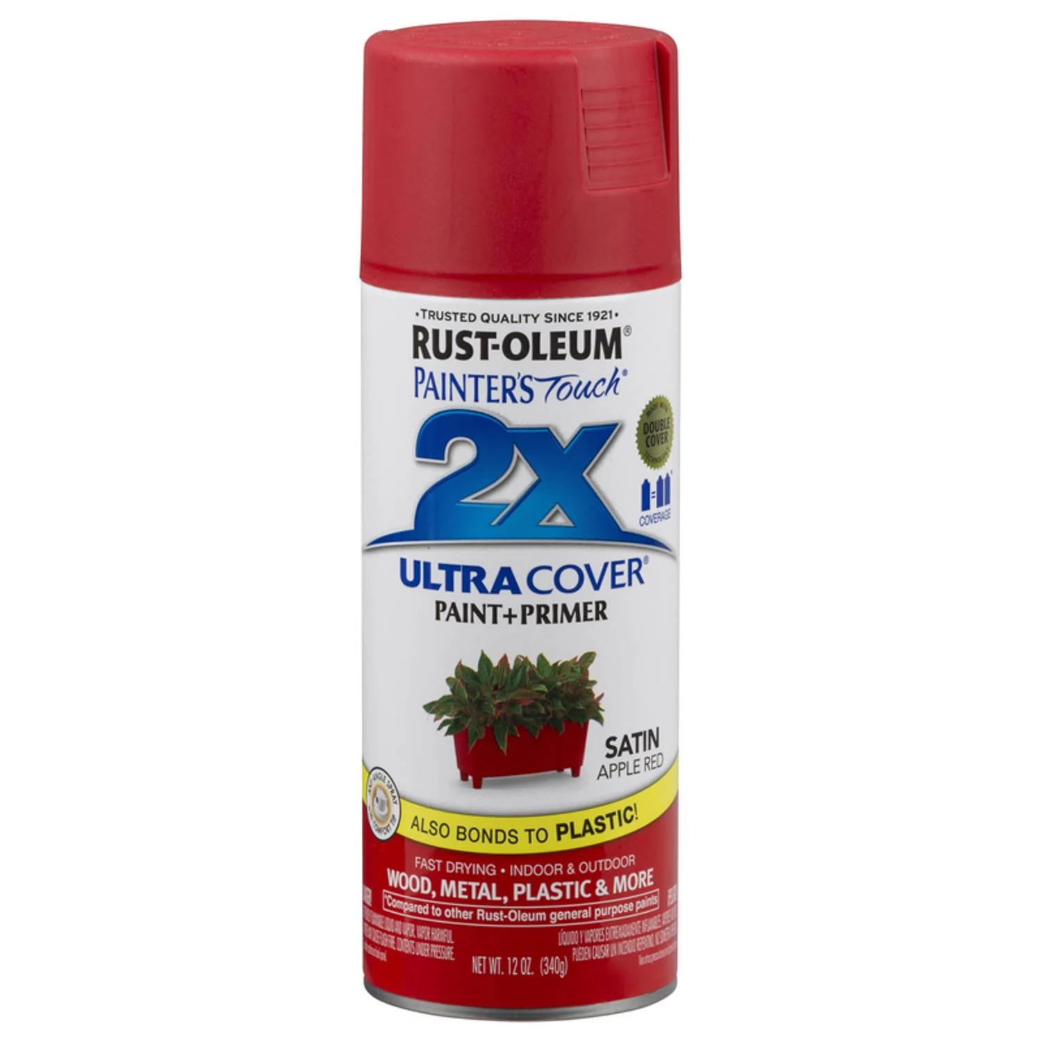 Rust-Oleum Painter's Touch 2X Ultra Cover Satin Apple Red Paint+Primer Spray Paint 12 oz