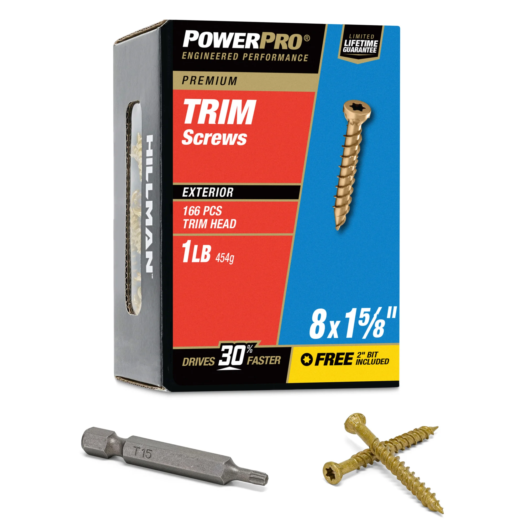 Power Pro Premium Bronze Exterior Trim Screws (#8 x 1-5/8 in.) - 166 pc