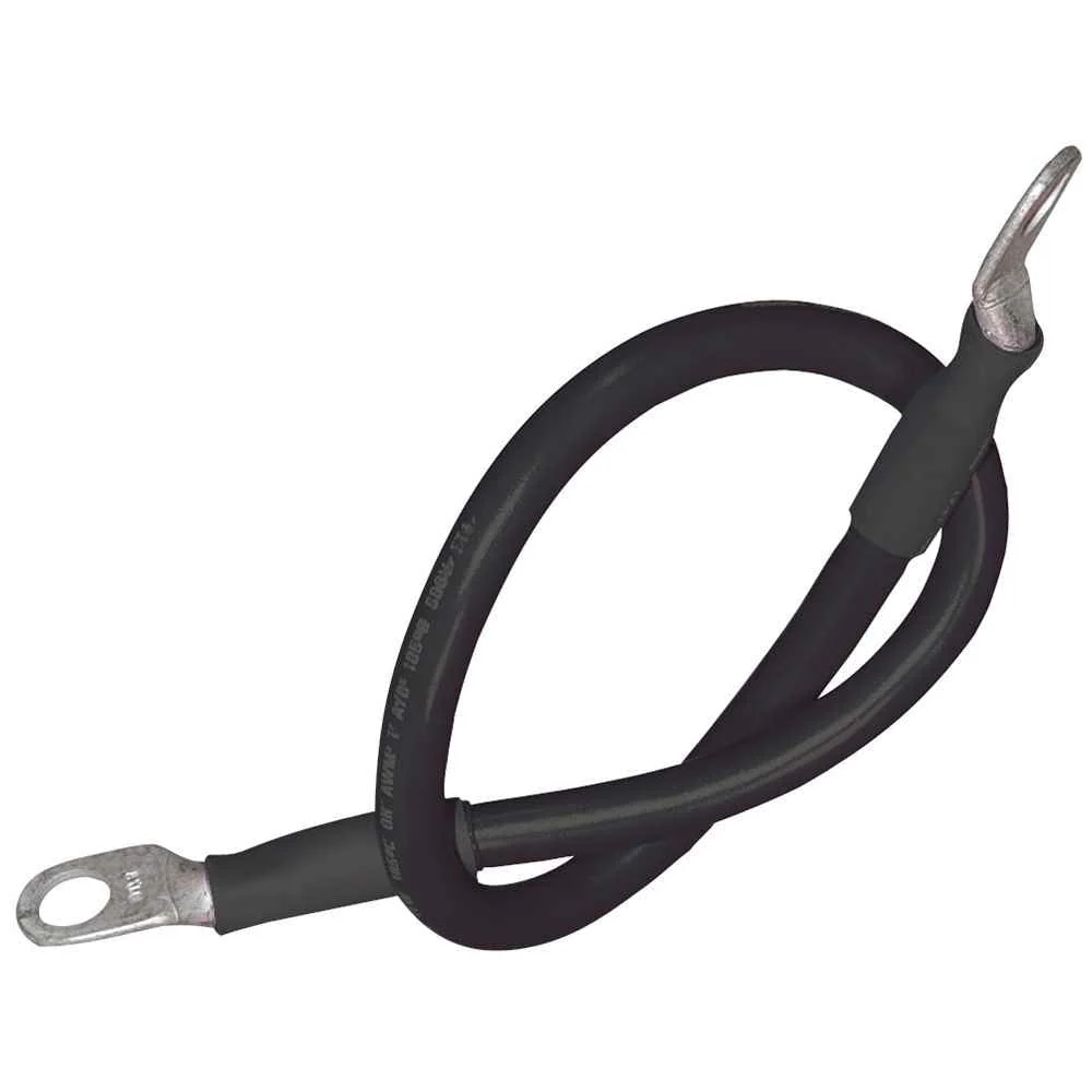 Battery Cable Assembly, 4 AWG (21mm-) Wire, 5/16" (7.93mm) Stud, Black - 18" (45.7cm)