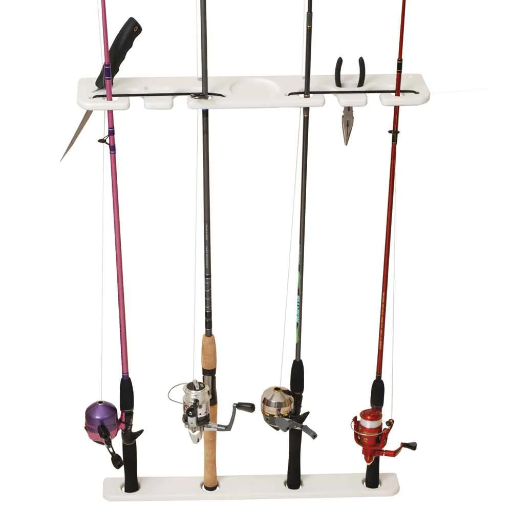 Deluxe 4-Rod Pontoon Boat Tackle Rack - White