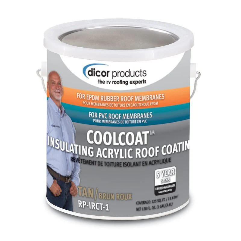 Dicor Corp. RP-IRCT-1 CoolCoat Insulating Acrylic Rubber Roof Coating, Tan - 1 Gal