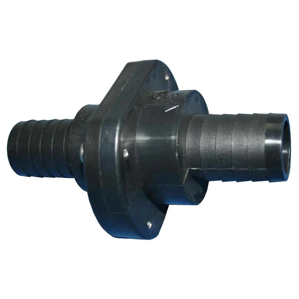 Double Barb Inline Scupper Check Valve - 1-1/8" - Black