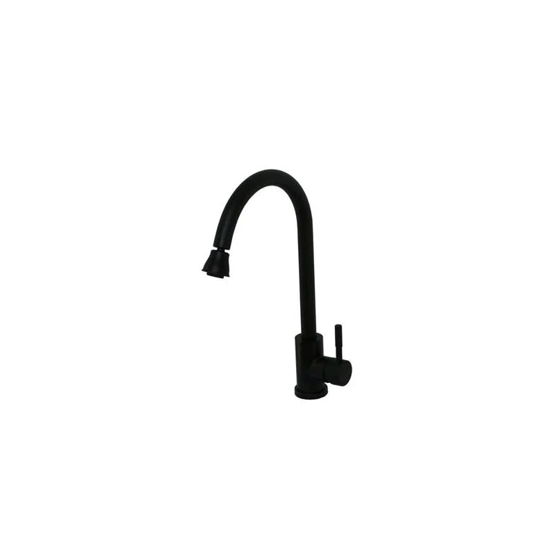 Kitchen Gooseneck Black Matte Stainless Steel American Brass Faucet
