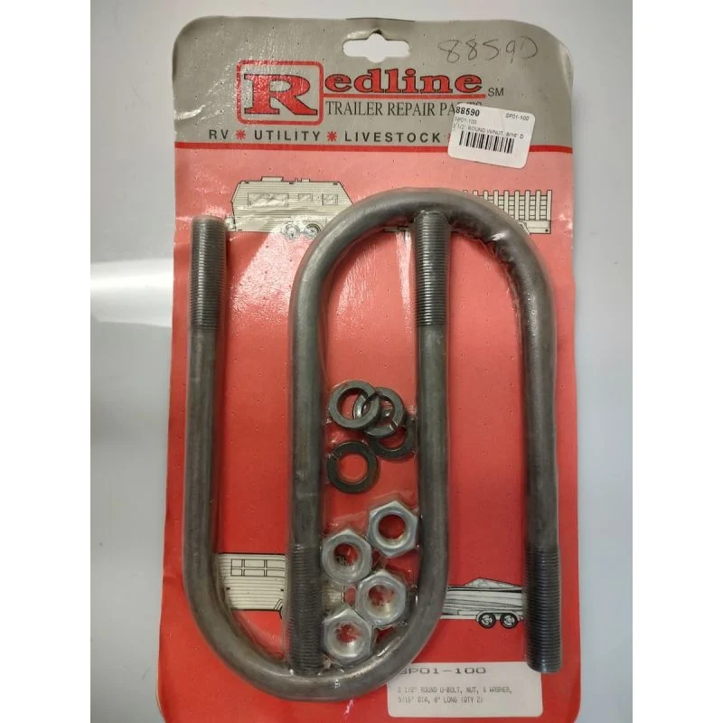 Dexter Redline 3-1/2” Round U-bolt 9/16” Dia. 8” Long -2 pack