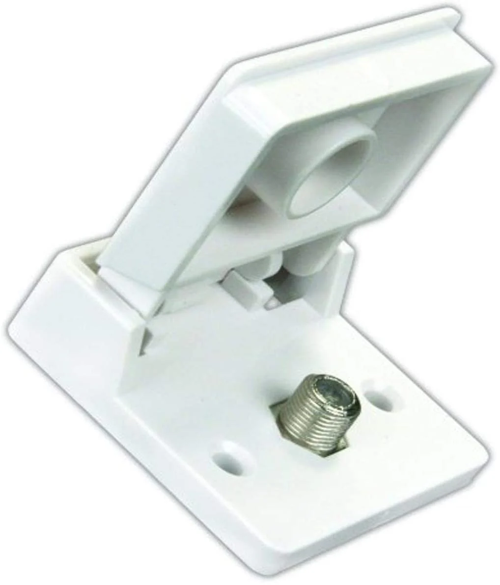 JR Products 47755 Polar White Exterior Weatherproof TV Jack