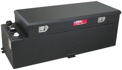 Liquid Transfer Tank RDS Tanks 72548PC DOT Approved, Gasoline or Diesel, Combo, 20" Length x 48" Width x 6-1/4" Height Tool Box, 20" Length x 55" Width x 19-1/2" Height Transfer Tank, 60 Gallon Capacity, Black, Powder Coated Diamond Tread, Aluminum