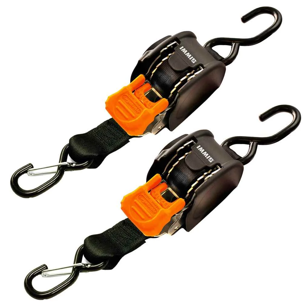 Mini G3 Retractable Tie-Down w/ Dual S-Hooks 1" x 72" - Pair