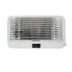 Porch Light Arcon 20673 Soft White LED Bulb, 12 Volt, Uses Replacement Bulb 1003, Rectangular, 5-3/4" Width x 3-1/2" Length, Surface Mount, Clear Lens, White Base, With Switch