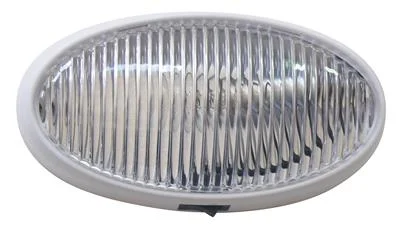 Porch Light Valterra DG71257VP Diamond Group, Incandescent Bulb, 6" x 3-1/2" x 2", Oval, Clear Lens, White Base, Snap In, ABS Plastic, Surface Mount