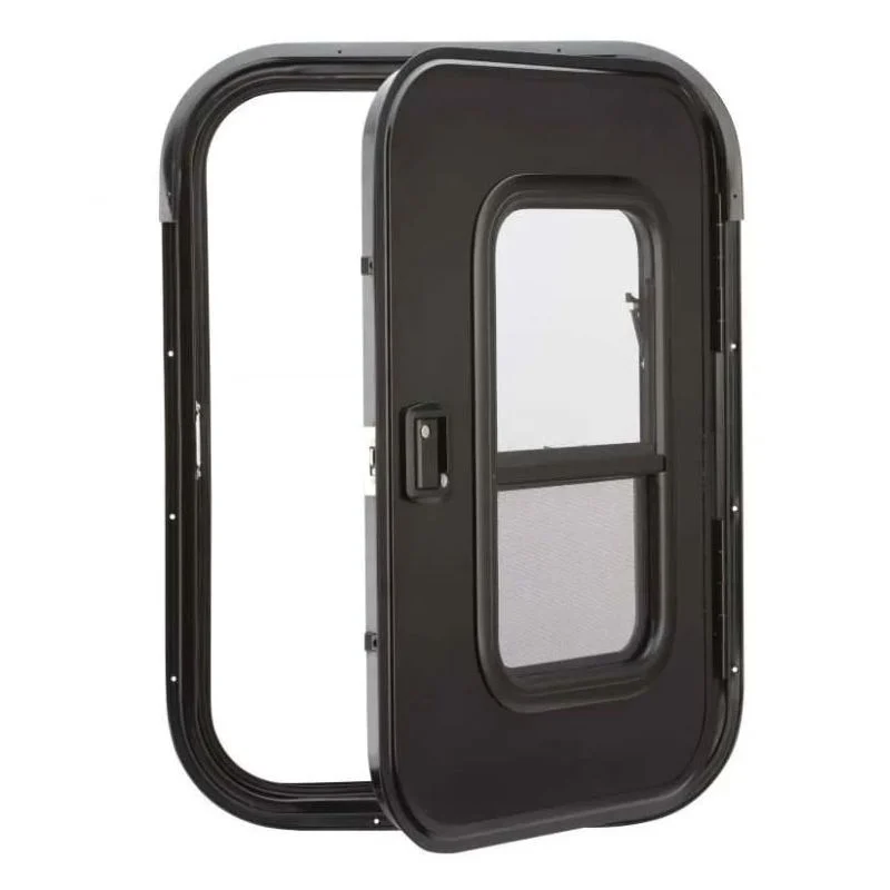 Lippert Black Challenger 805 Teardrop Trailer RH Entry Door with Window