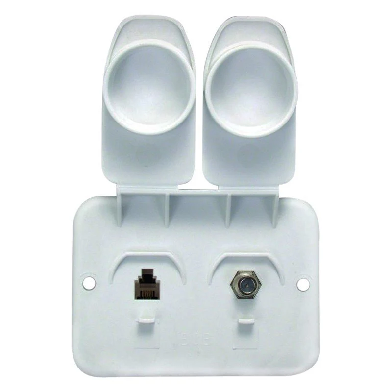 Thetford 543-A-2-A - Polar White Double Phone/Cable TV Plate
