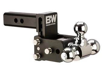 Trailer Hitch Ball Mount B&W Trailer Hitches TS10047B Tow & Stow Model 6, Class IV, Fits 2" Receiver, 10000 Pound Gross Trailer Weight/ 1000 Pound Tongue Weight, 3" Drop/ 3-1/2" Rise, Tri Ball-1-7/8" And 2" And 2-5/16"