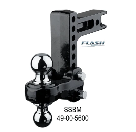 Trailer Hitch Ball Mount Fastway Trailer Products 49-00-5600 Flash ™, Class IV, Fits 2" Receiver, 12000 Pound Gross Trailer Weight/ 1200 Pound Tongue Weight, Adjustable, 6" Drop/ 7" Rise, Non-Swivel, Non Extendable, Steel, With 2" and 2-5/16" Chrome Balls