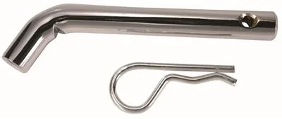 Trailer Hitch Pin Trimax Locks SP200 Bent Pin, 5/8" Diameter, Use With Class III Thru V Hitches, With Clip, Chrome, Steel