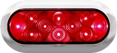 Trailer Light Peterson Mfg. V423XR-4 Stop/ Turn/ Tail Light, LED, Oval, Red Lens, 7-1/2" x 3-1/4", With Snap-On Chrome Bezel