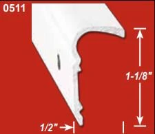 Trim Molding AP Products 021-51103-8 Non-Insert Roof Rim Type, 1-1/8" Height x 1/2" Width x 8 Foot Length, Mill, Aluminum