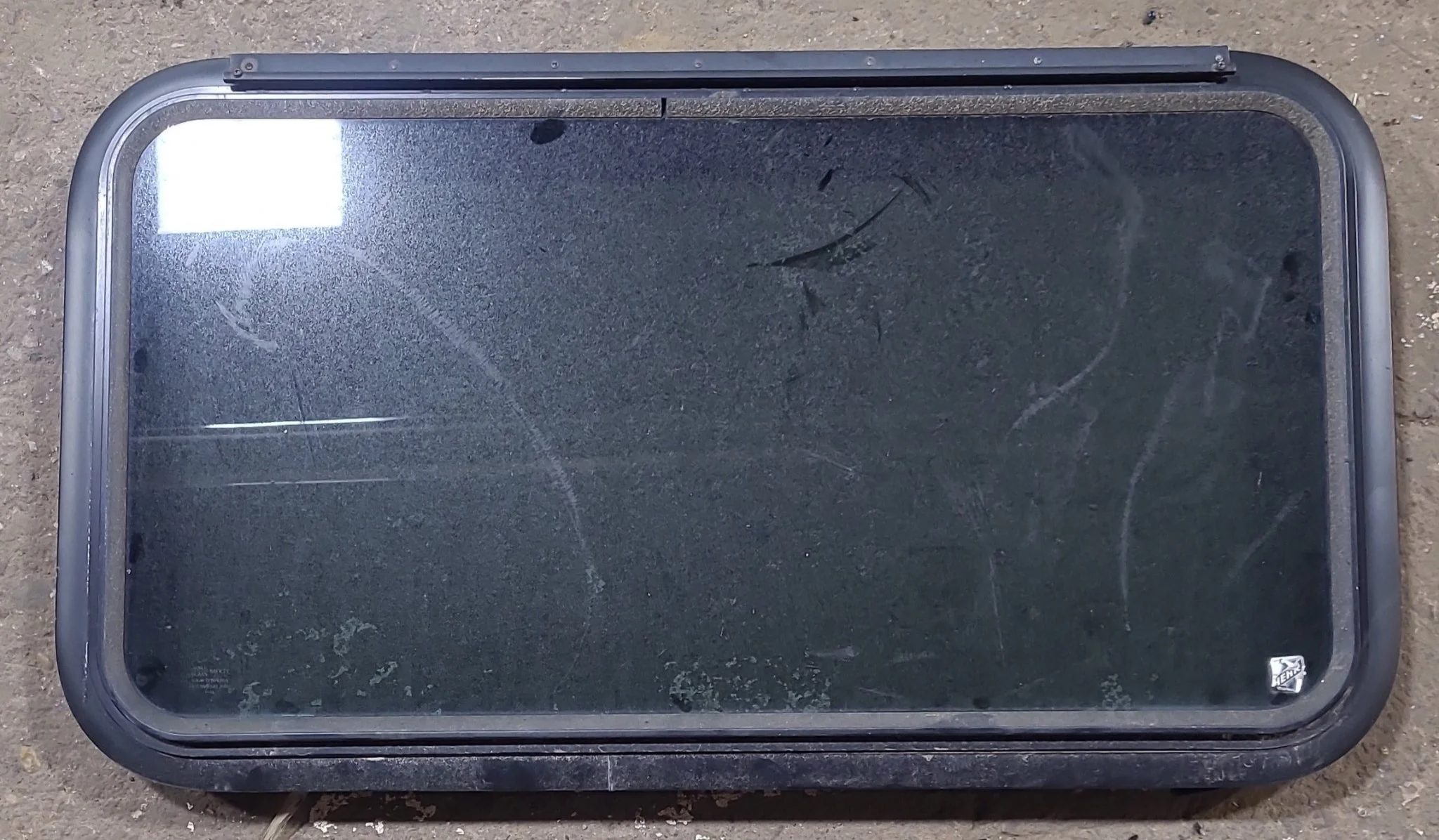 Used Black Radius Emergency Opening Window : 35 1/2" W x 19" H x 1 7/8" D