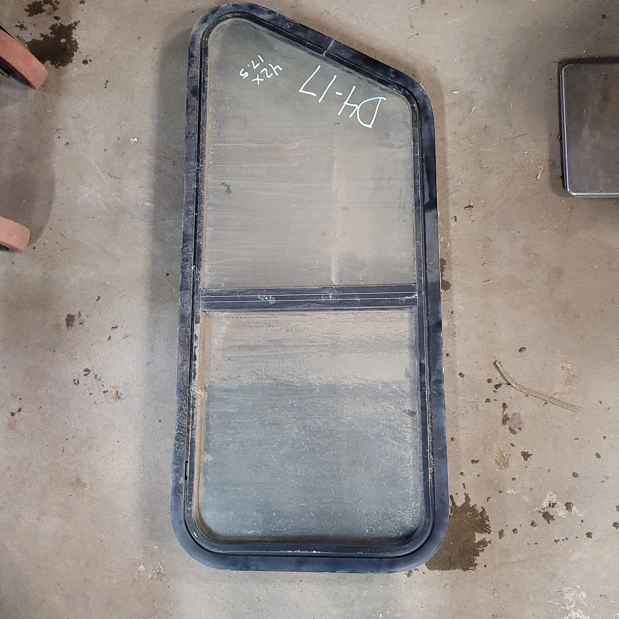 Used Black Slanted Radius Opening Window : 42 X 17 1/2 X 2" D
