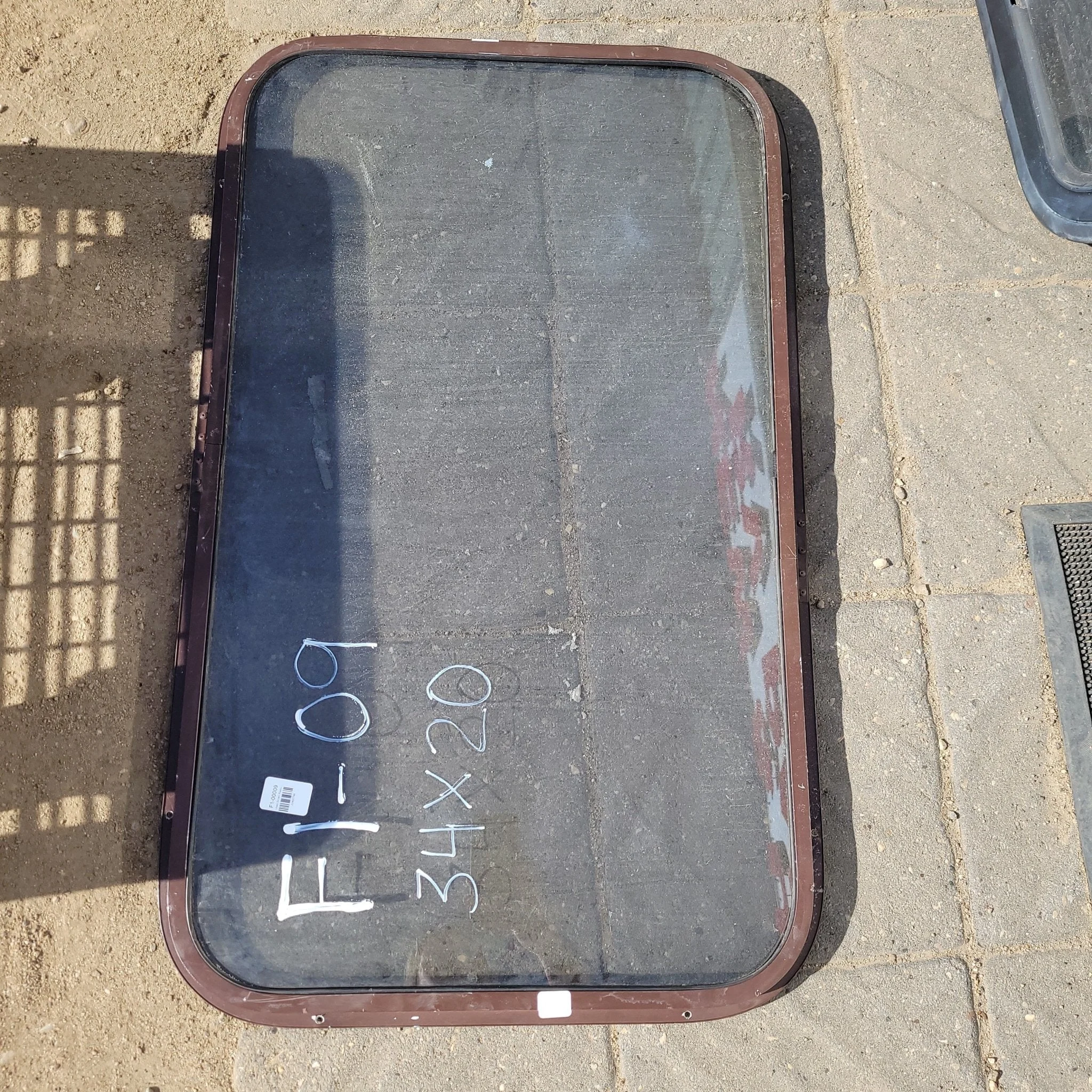 Used Brown Radius Non-Opening Window : 34 X 20 X 2" D