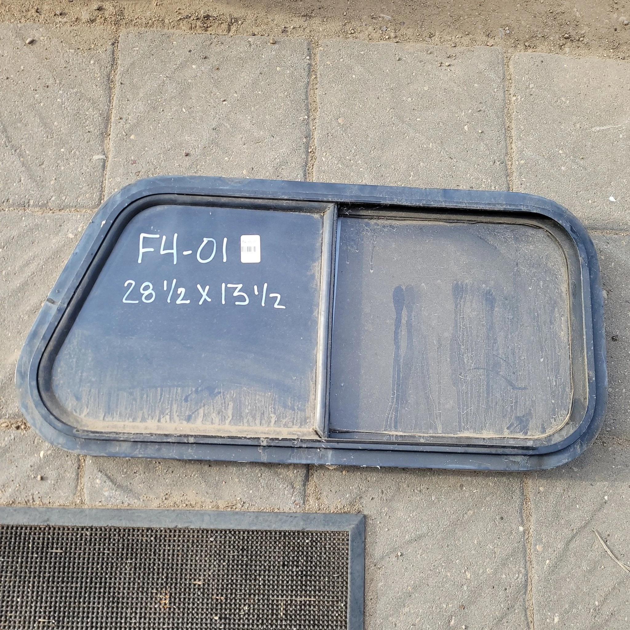 Used Slanted Black Radius Opening Window : 28 1/2 X 13 1/2 X 2" D