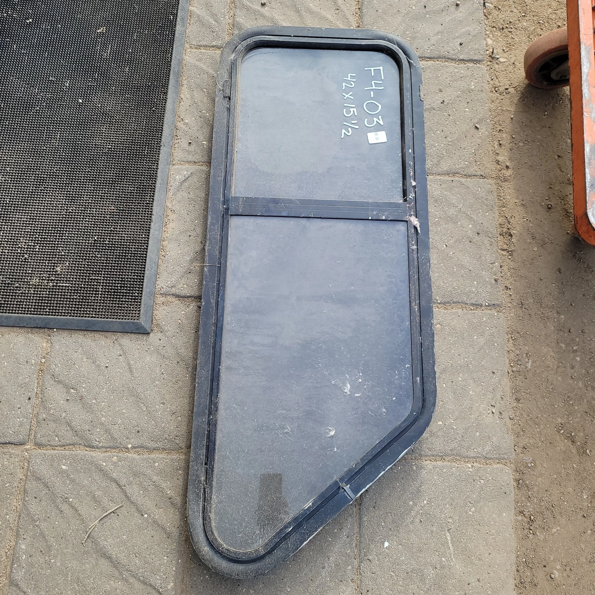 Used Slanted Black Radius Opening Window : 42 X 15 1/2 X 2" D