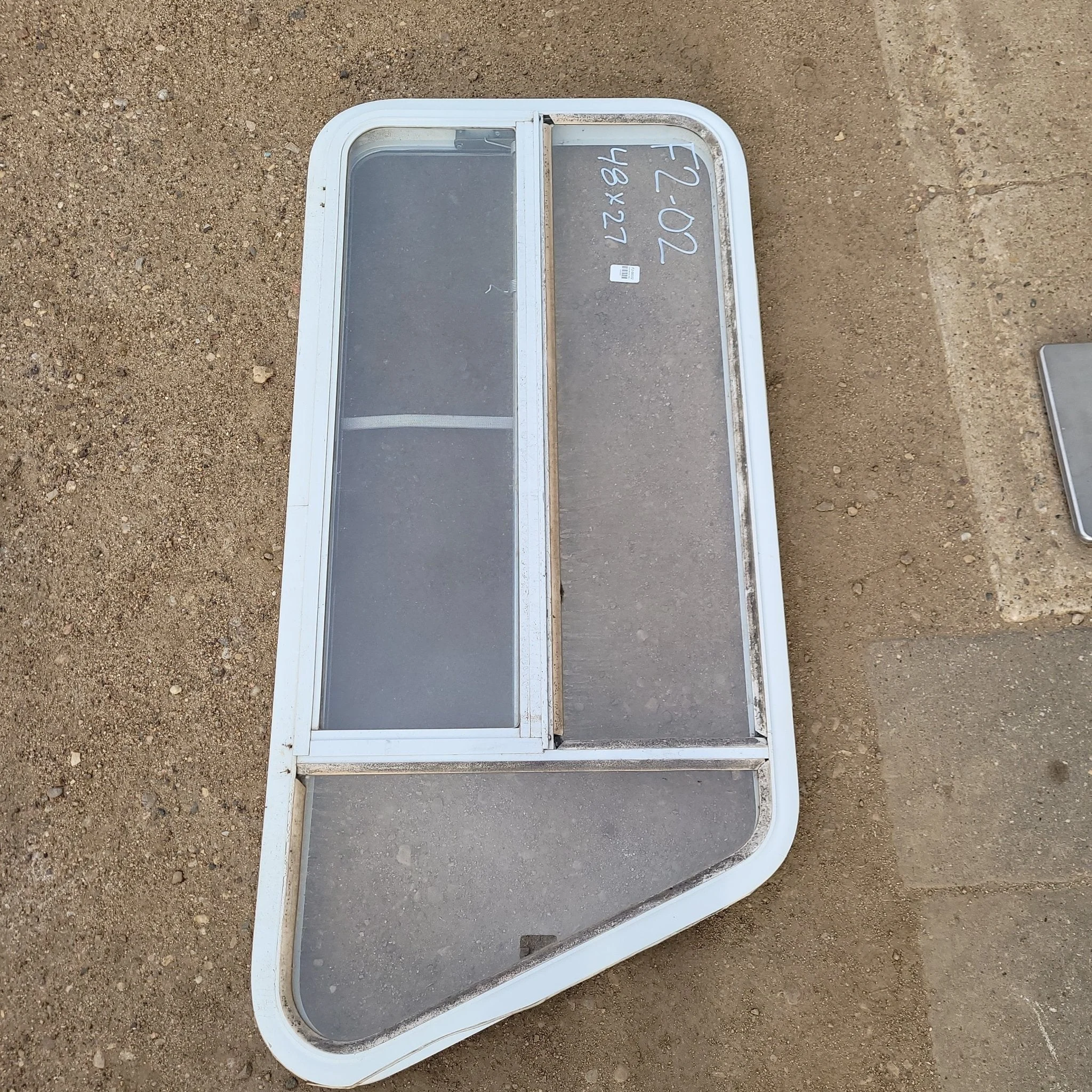 Used Slanted White Radius Opening Window : 48 X 27X 2" D