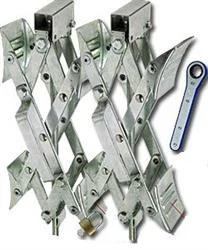 Wheel Chock Ultra-Fab Products 21-001091 Super Grip, For Use With Tandem Axle Trailers, Scissors Type, Steel, With Ratchet Wrench and Padlock, Collapses to 1" And Expands Up to 10-1/2"