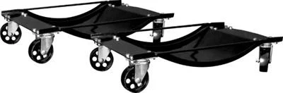 Wheel Dolly Performance Tool W54013 Use To Move Vehicles In Any Direction, 1000 Pound Capacity Per Dolly, 23-1/2" Length x 15-1/2" Width x 5-1/2" Height, 3-1/2" Wheel Diameter, Cast Iron, Black