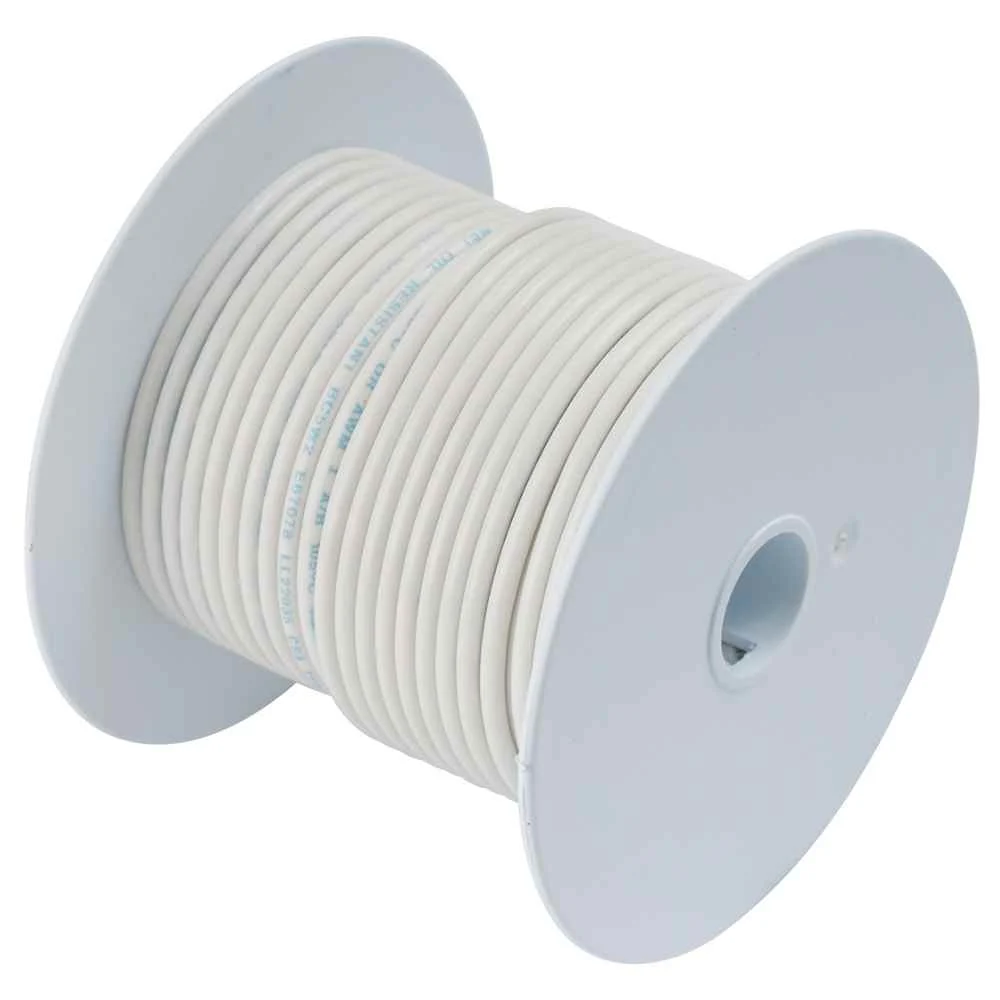 White 14 AWG Tinned Copper Wire - 100'